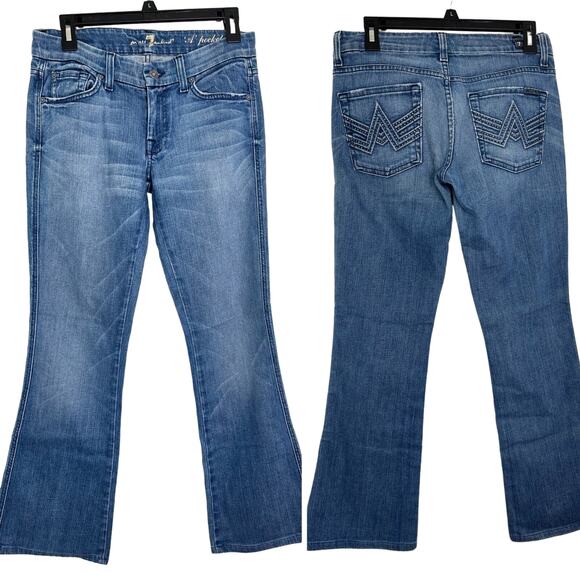 7 For All Mankind Women's A Pocket Medium Wash Flare Jeans - Picture 1 of 10